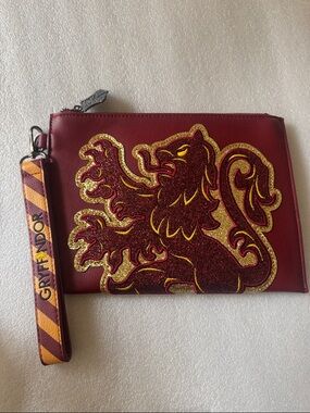 Danielle Nicole Maroon and Gold Gryffindor Lion Wristlet Pouch